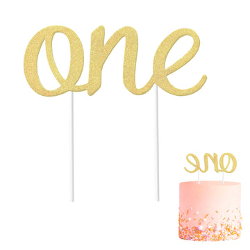 Gold 1St Birthday Topper, Double Sided Glitter, Number One Cake Topper Decoration, One Year Bday Party Decor For Girls And Boys,