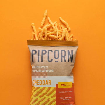 Pipcorn Heirloom Crunchies - Cheddar (3 Pack Of 7Oz Bags) - Organic Cheese, Baked Not Fried, No Artificial Anything, Non-Gmo Hei