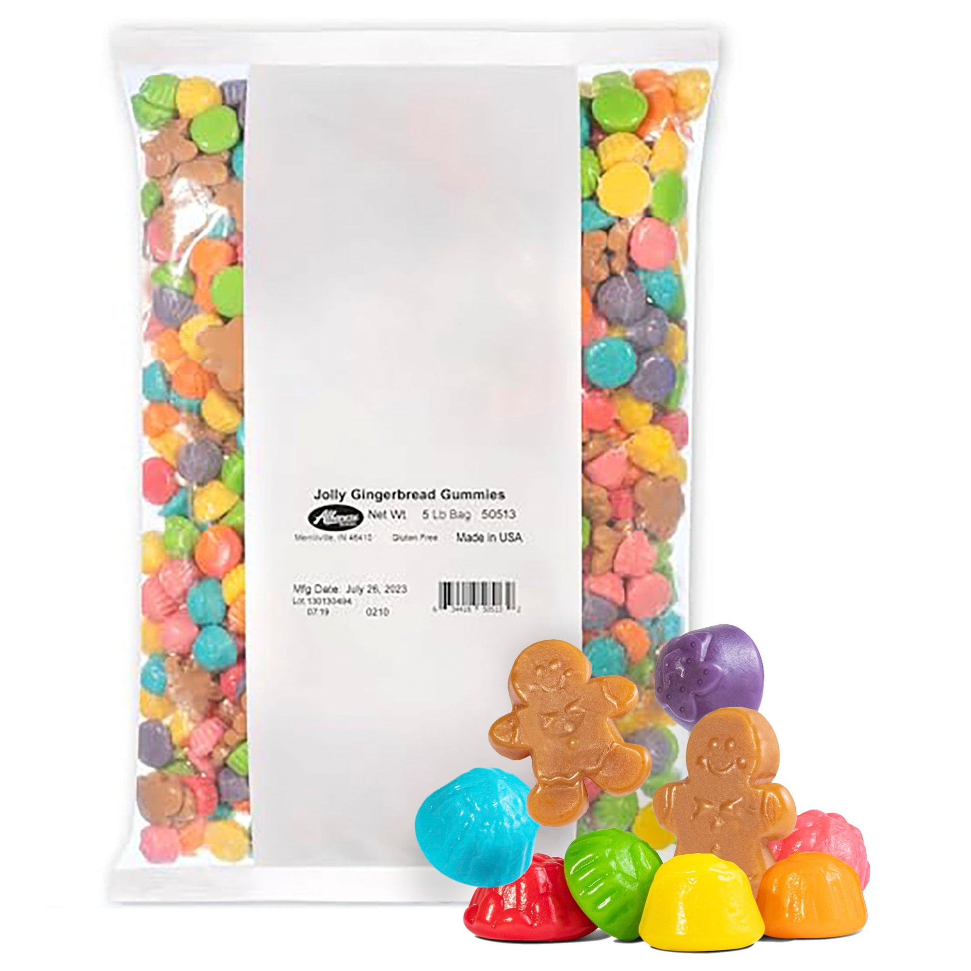 Albanese Worlds Best, Holiday Candy, Jolly Gingerbread Gummies, 5lb Bag, Great Stocking Stuffers, Perfect Christmas Treat, Glute