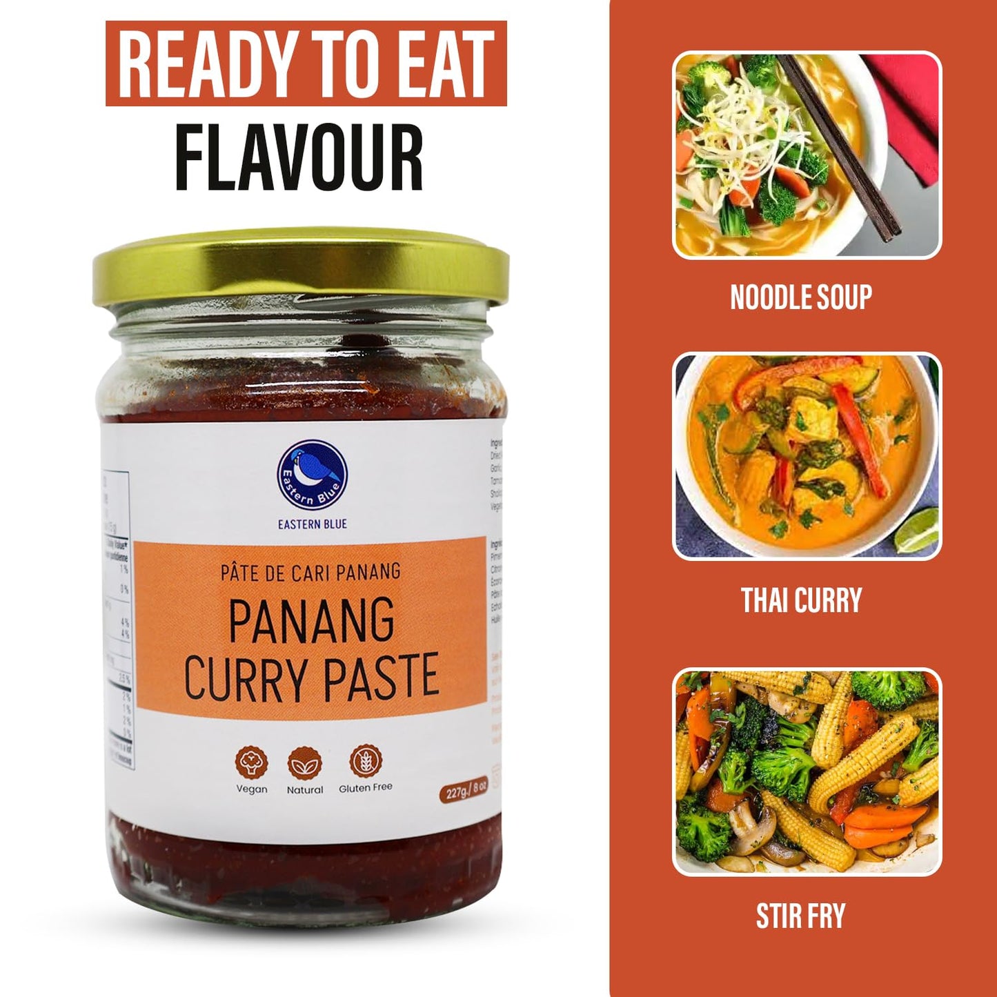 Eastern Blue Thai Curry Paste - Thai Panang Curry Paste 8 Oz | Authentic Thai Curry Sauce For Tasty Dishes And Curries | Vegan,