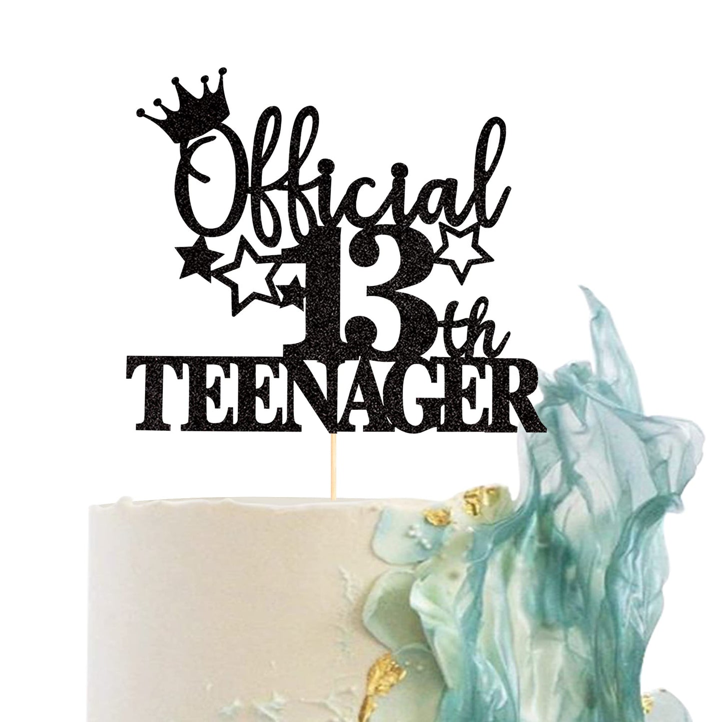 YCTHUNFISH 1 Pack Cake Topper Glitter 13th Birthday Decorations Small Bamboo 13th-Black