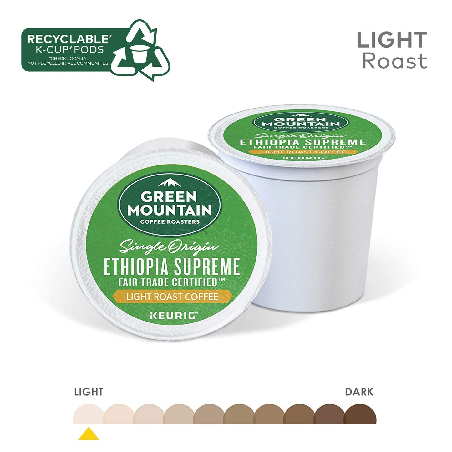 Green Mountain Coffee Roasters Ethiopia Supreme Coffee, 72 Count (6 Packs Of 12)