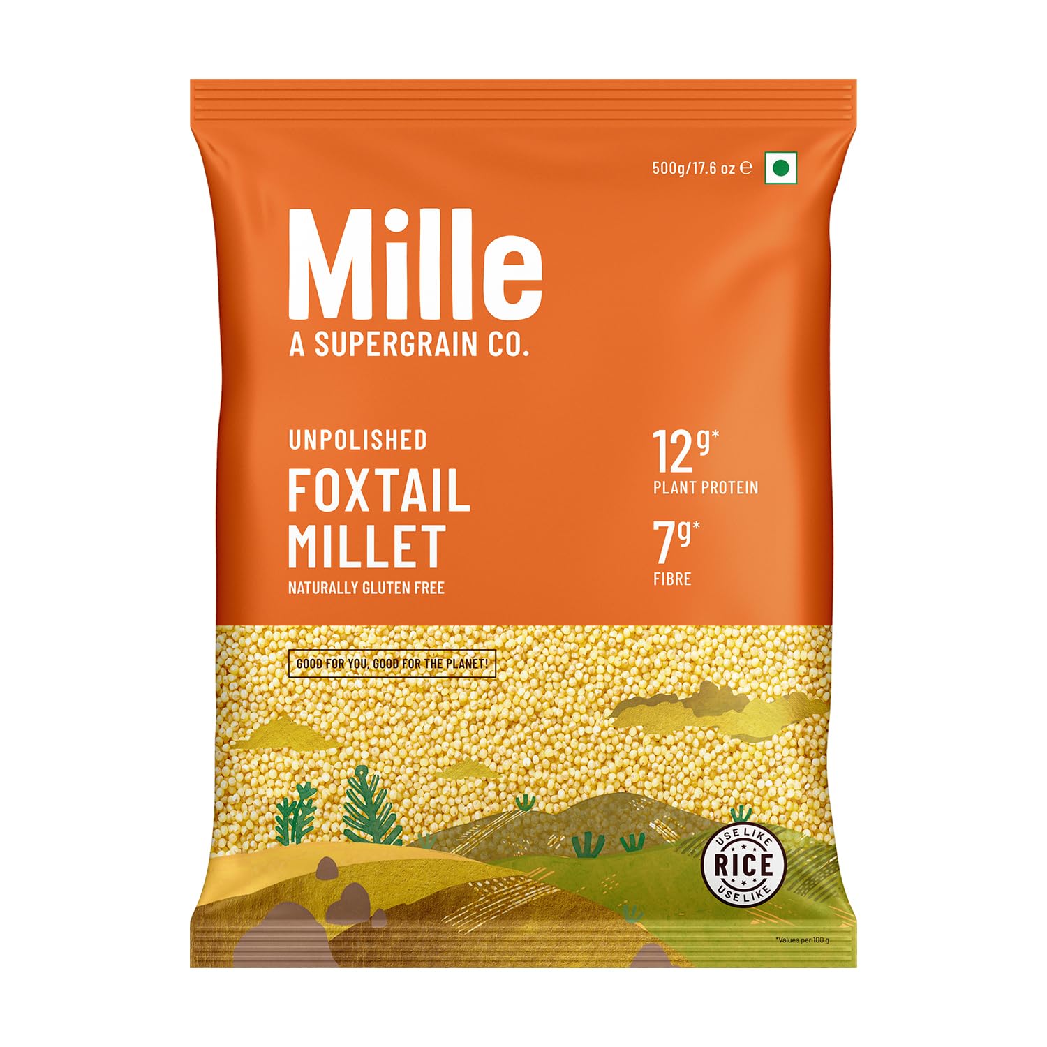 Mille Foxtail Millet Whole Grain | Kangani | Gluten Free | No Chemicals | High Plant Protein And Fibre | Biryani, Lemon, Puliyog