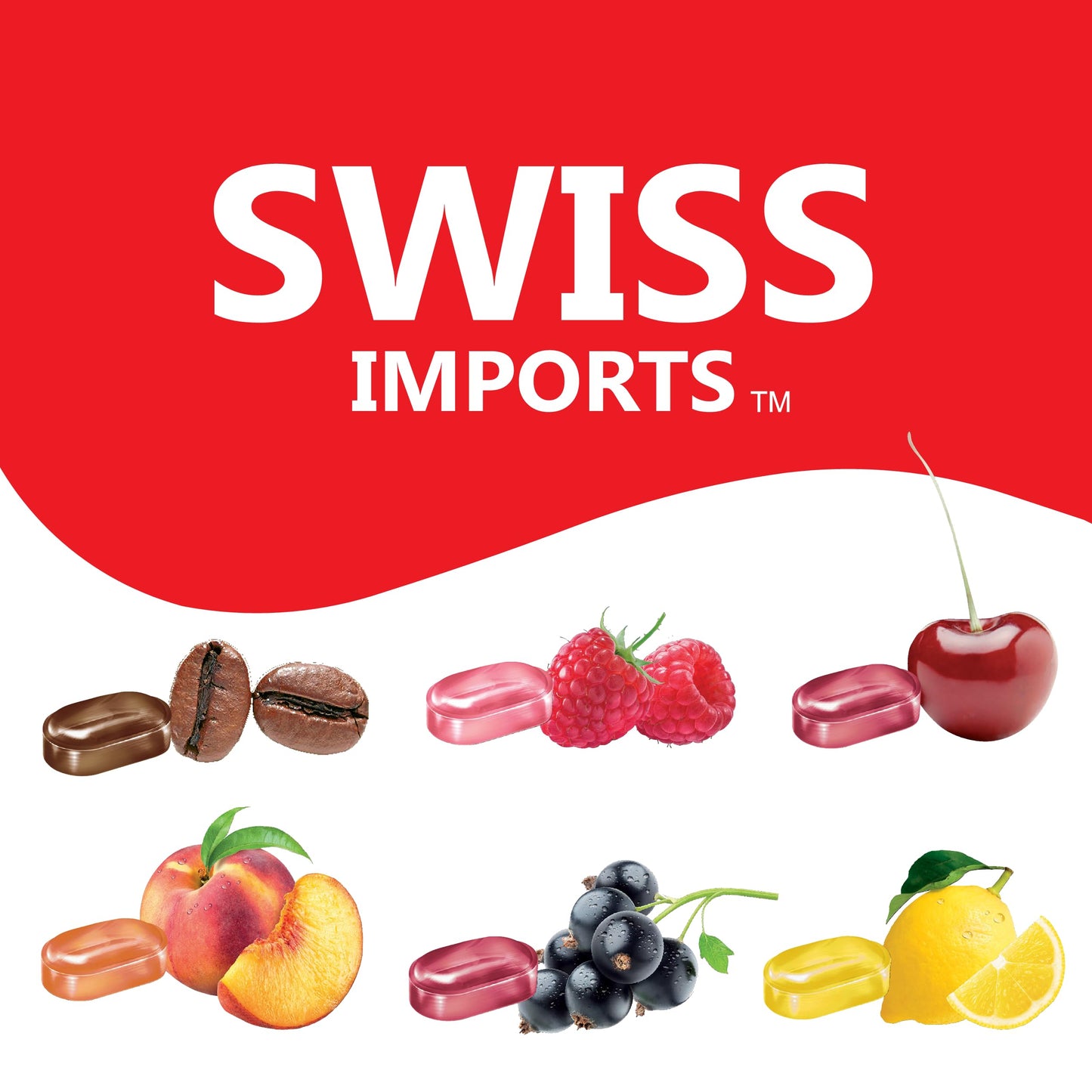 Swiss Imports Sugar Free Bonbons Hard Candy Drops Trial Pack Of Cherry, Coffee, Lemon, Peach, Blackcurrant, And Raspberry, 2 1.4