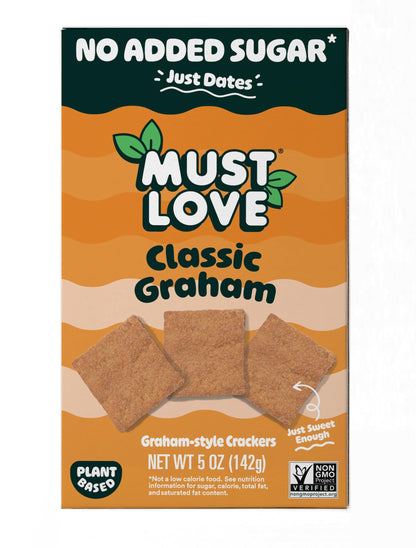 Must Love Classic Graham - No Added Sugar, Sweetened with Dates - Great for Pie Crust, Mini Smore, Cheese Boards - Simple Ingre