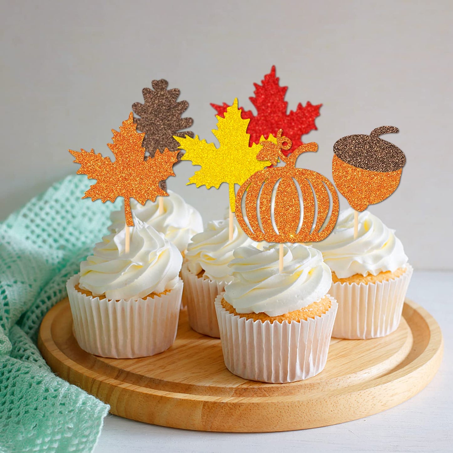 48 Pcs Thanksgiving Cupcake Toppers Fall Cupcake Toppers Thanksgiving Cake Decorations Happy Thanksgiving Cake Topper Leaf Cupca