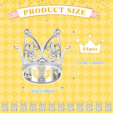 Junkin 24 Pcs Mini Crowns Mini Gold Crown Cake Topper for Flower Bouquets Small Vintage Tiara Cake Topper for Flower Arrangement