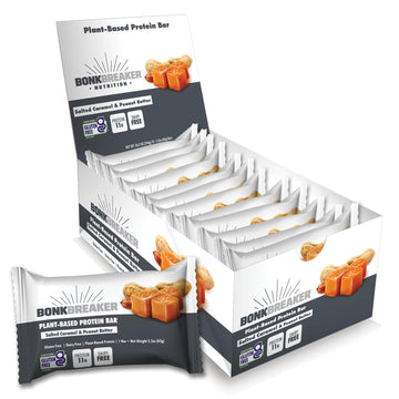 Bonk Breaker Plant Based Protein Bars, Gluten Free, Dairy Free, 11G Protein, Salted Caramel & Peanut Butter, 12 Pack