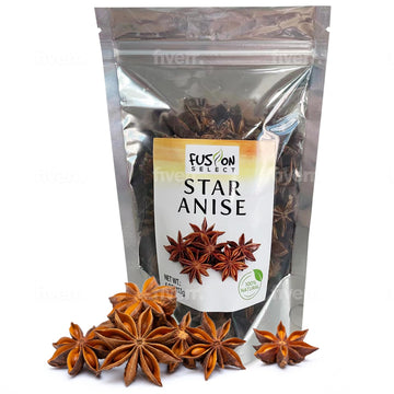 Fusion Select Dried Star Anise - Whole Badian Spice for Oriental & Indian Dishes & Recipes - Natural Herbs & Seasoning for Bakin
