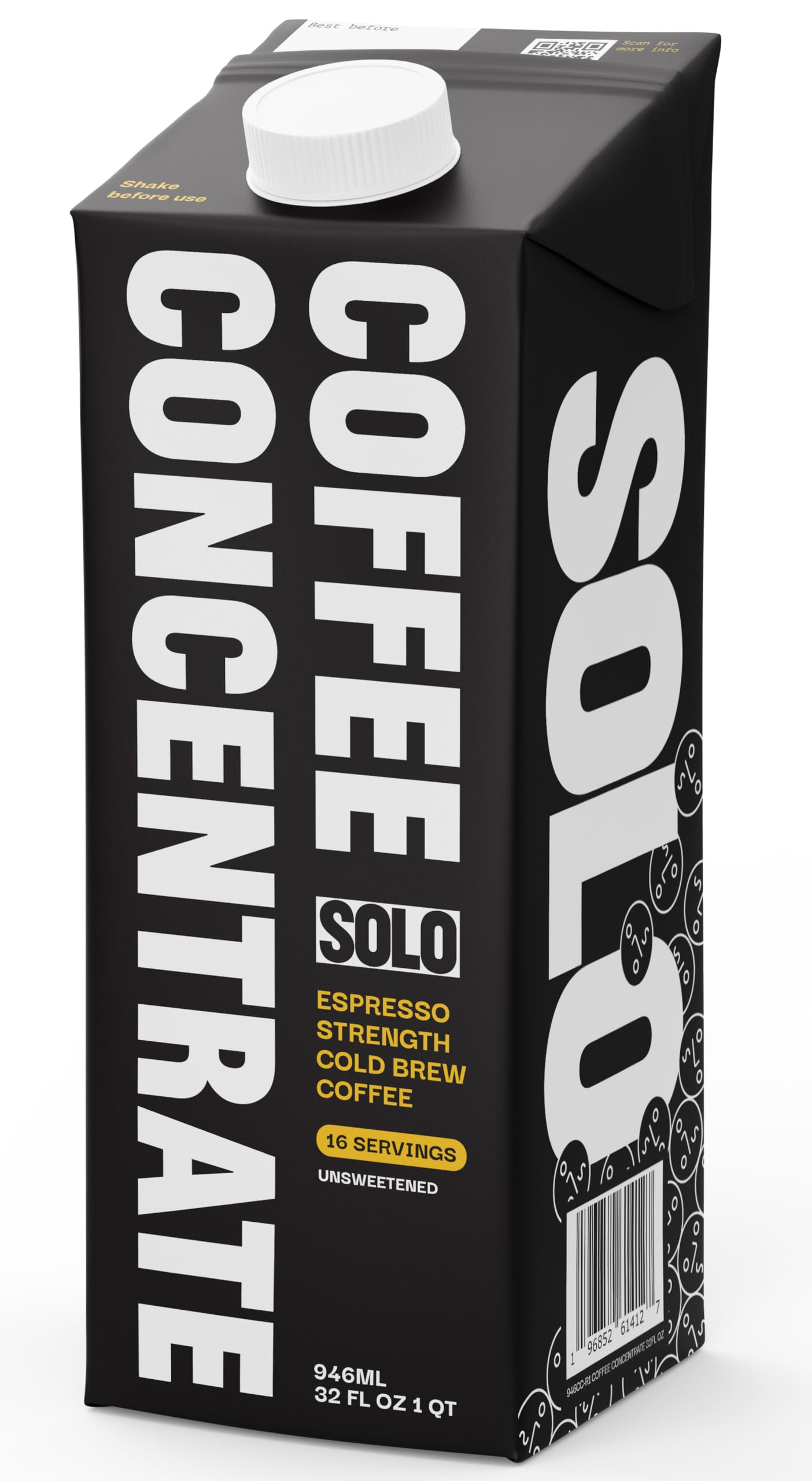 SOLO Espresso Strength Cold Brew Concentrate | No sugar | 32oz | Specialty Coffee | Day to Night | 20 x 1oz servings