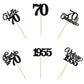 Rssta i 24 Pack Cupcake Toppers Glitter Seventy for 70th Birthday Party, Black Paper Decorations