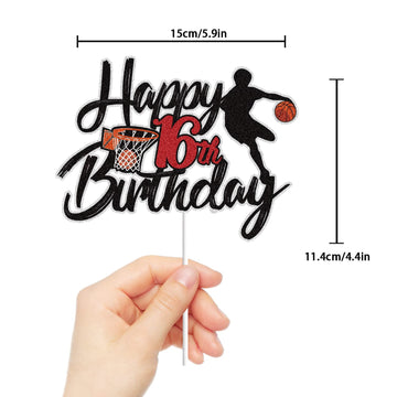Basketball Happy 16Th Birthday Cake Topper 16 Sixteen Years Old Basketball Player Scene Cake Decoration Sport Theme Sixteenth Bi