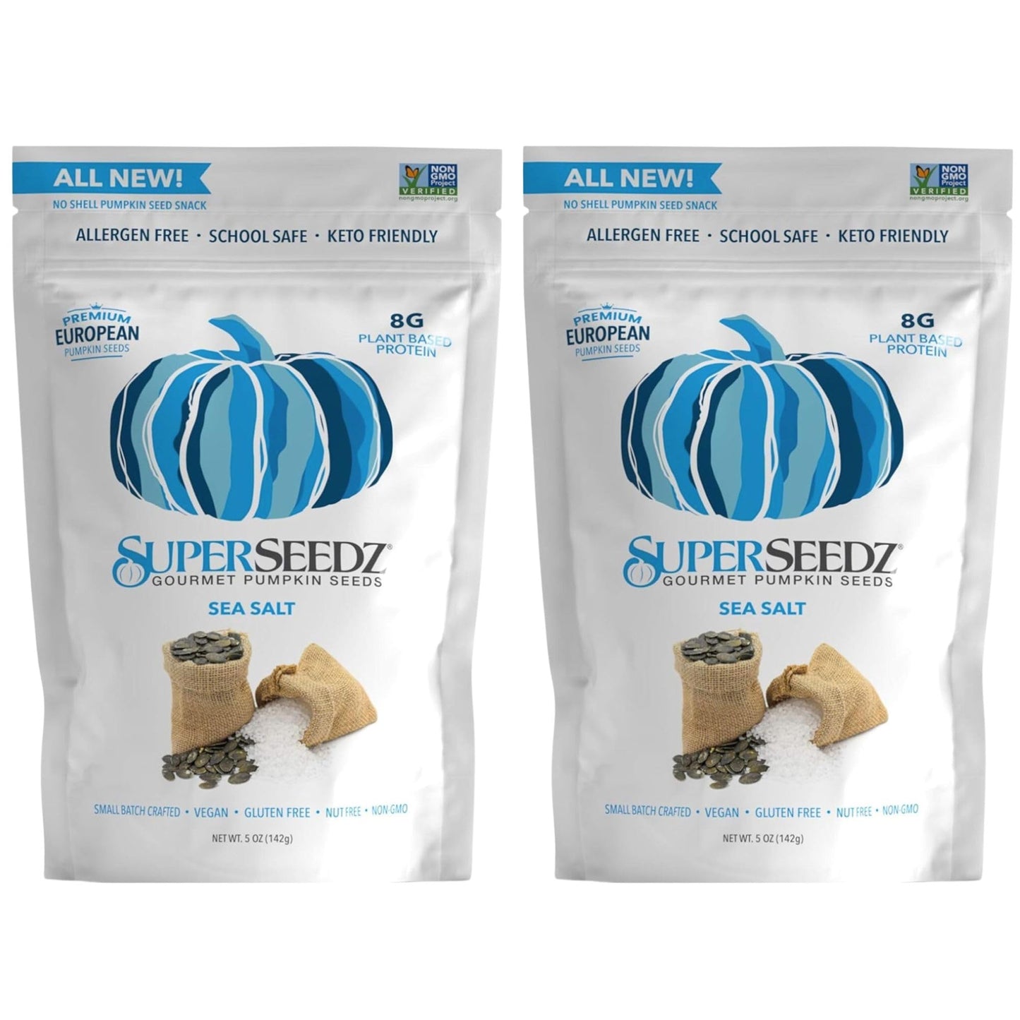 SuperSeedz Dry Roasted Pumpkin Seeds, Sea Salt, 5 oz (2 Pack)