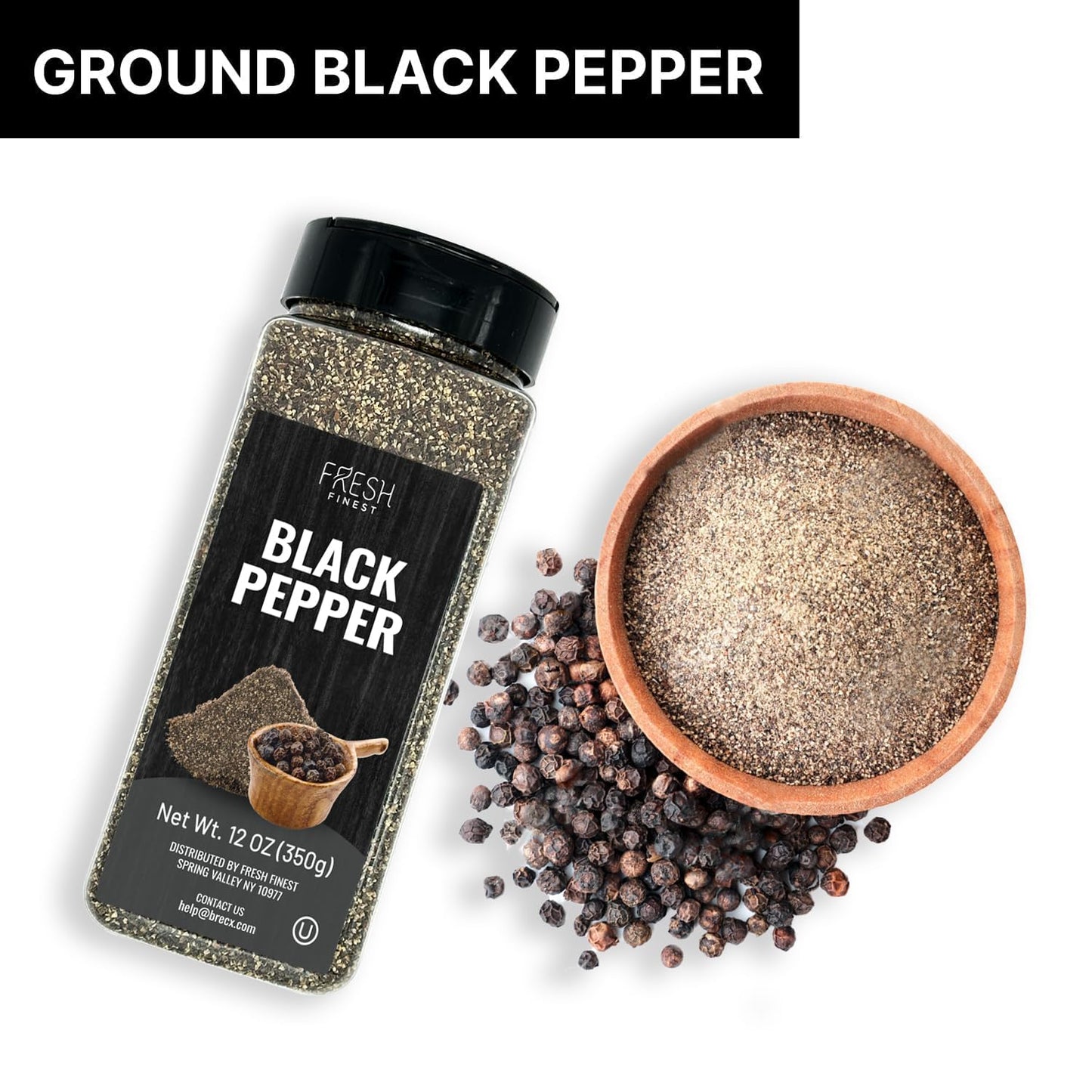 Fresh Finest Course Black Pepper - 12 oz 350G for Home and Commercial Cooking - Course Grind Black Pepper in Practical Container