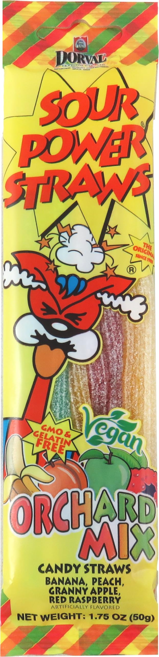Sour Power Candy Straws, Orchard Mix, 1.75 Oz (Pack Of 24)
