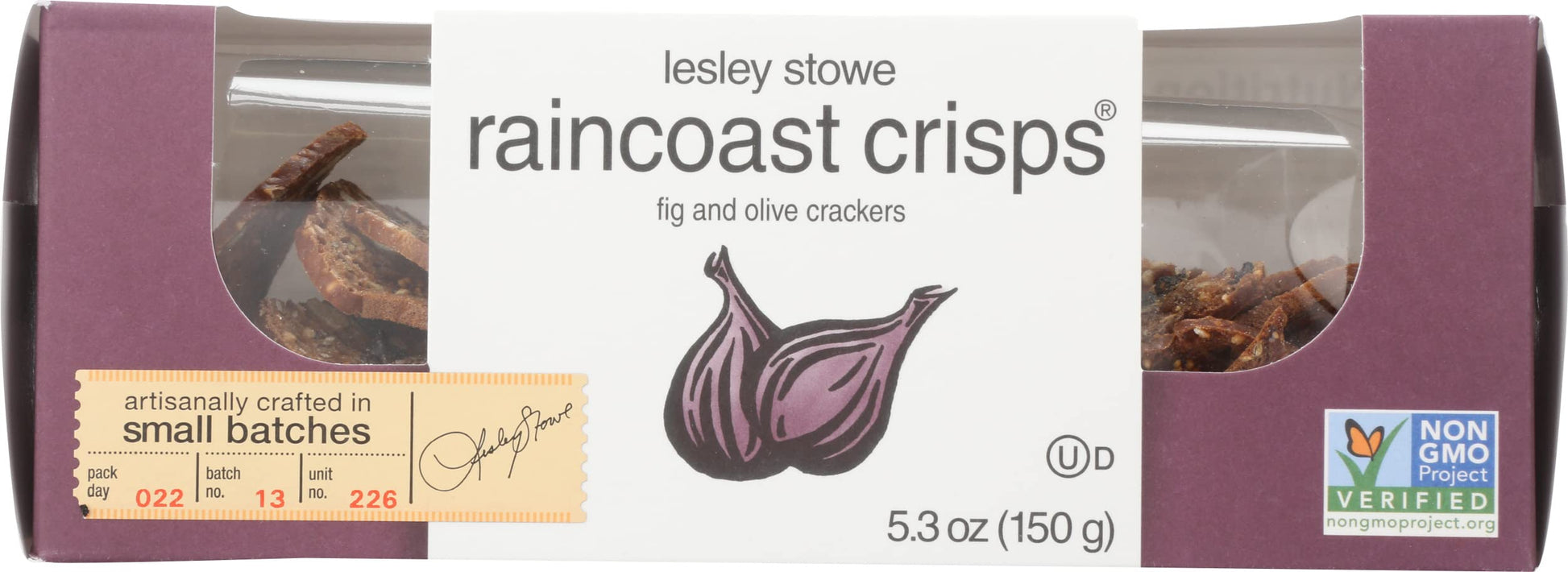 Lesley Stowe Raincoast Crisps Fig and Olive Flavor, Non GMO, 5.3 Ounce (Pack of 12)