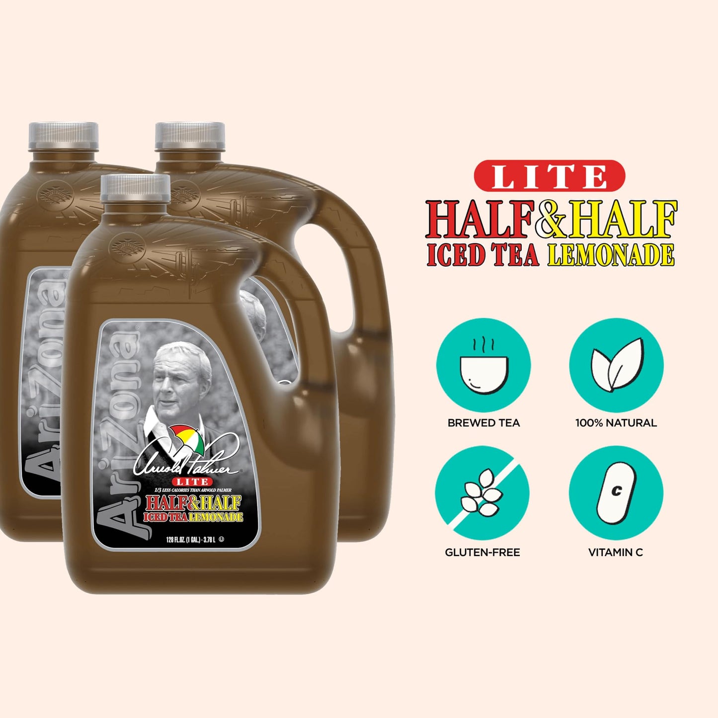 Arizona Arnold Palmer Lite  Half Ice Tea & Half Lemonade  128 Fl Oz