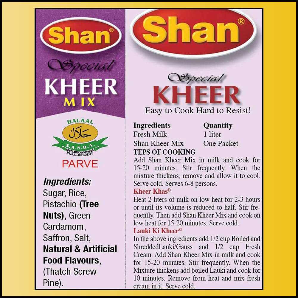 Shan Special Kheer Traditional Dessert Mix 5.29 Oz (150G) - Cooking Powder For Milk And Rice Pudding - Suitable For Vegetarians