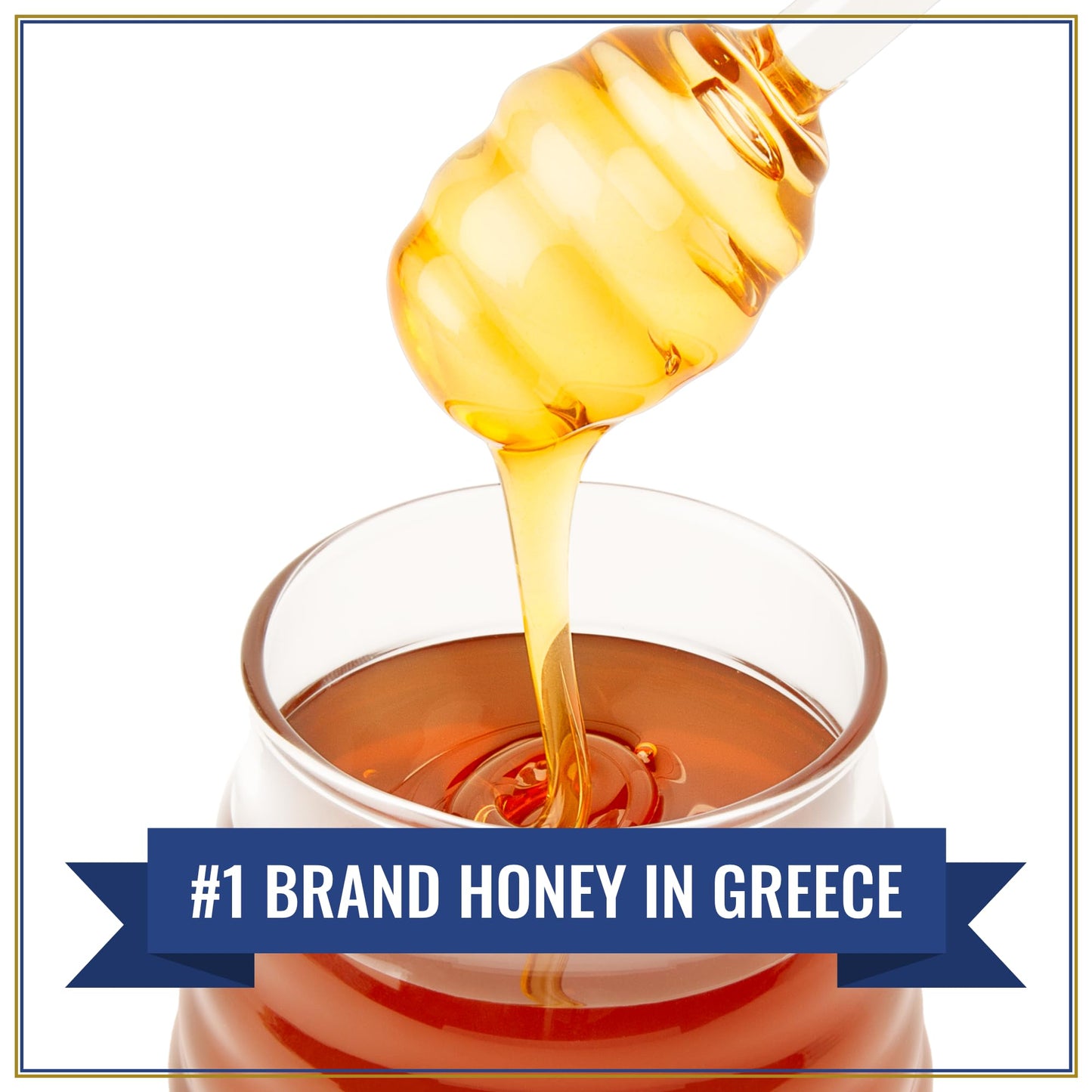 Attiki Greek Honey 1000g (2.2lb) CAN - Premium Natural Sweetener, White & Gold, Perfect for Tea, Baking & Cooking