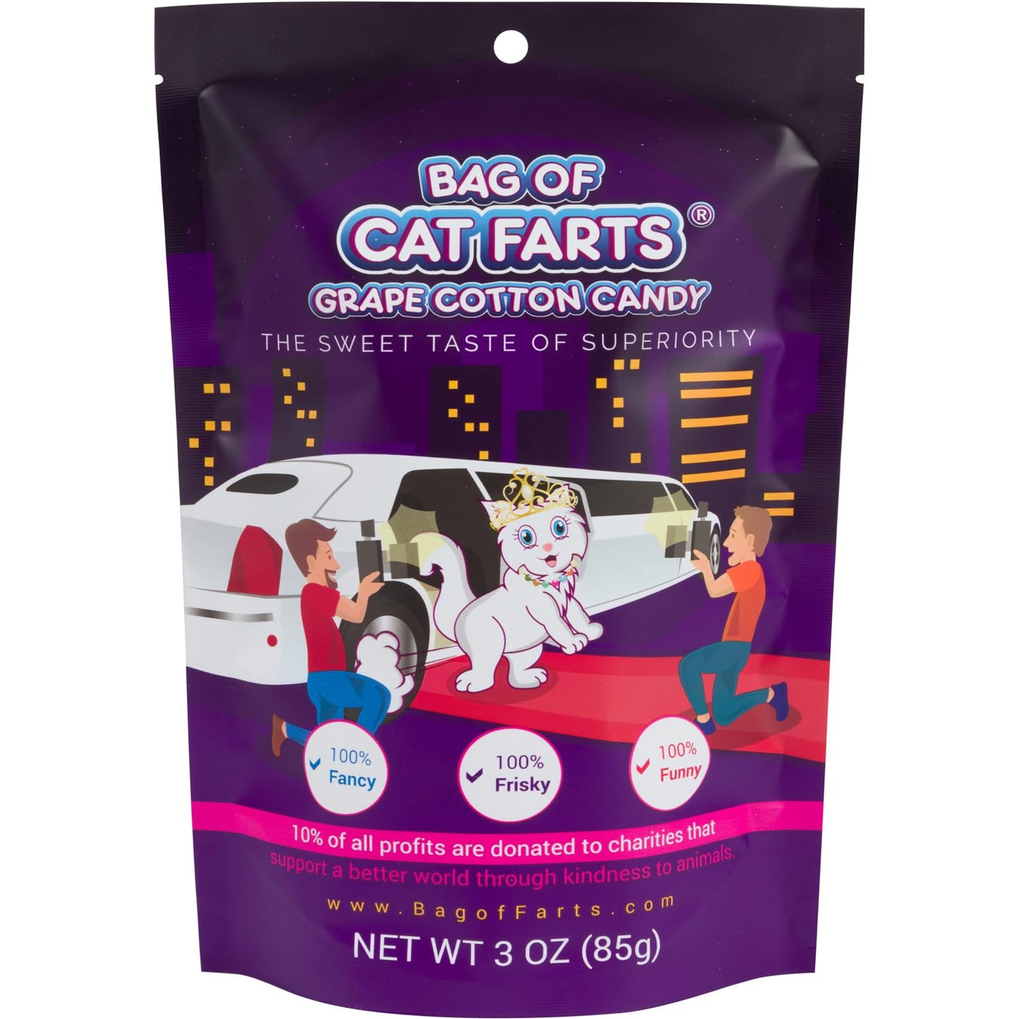 Bag of Cat Farts Grape Cotton Candy, 1 pack / 3 ounces
