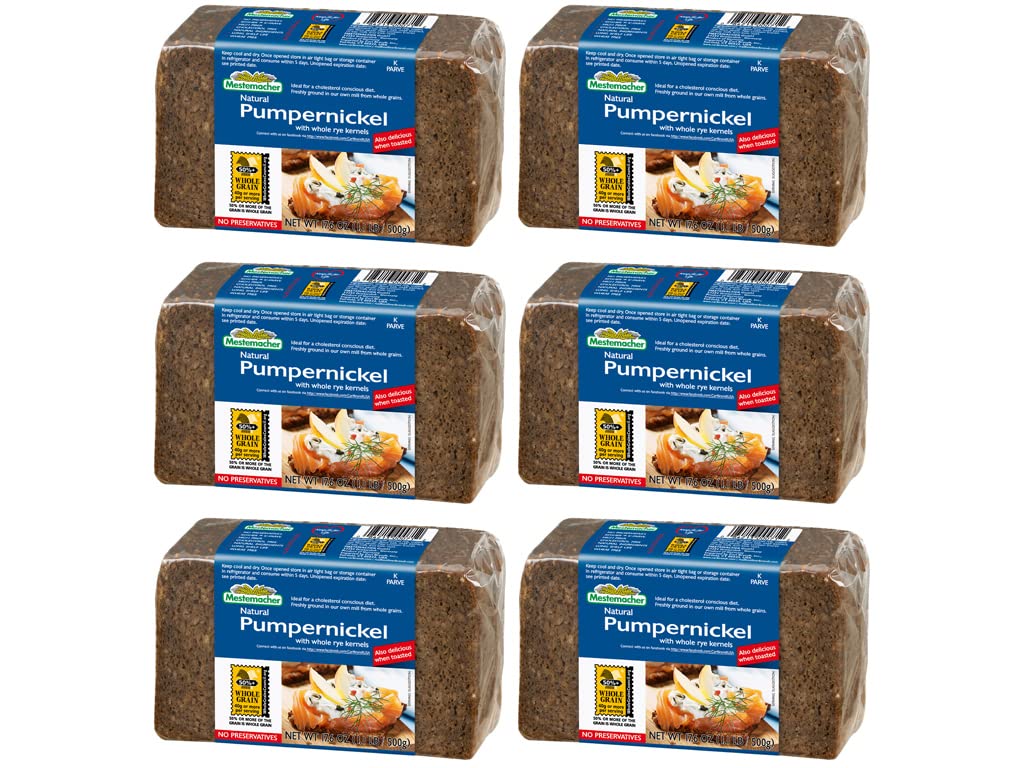 Mestemacher Whole Grain Bread (Pumpernickel, 17.6 oz, pack of 6)