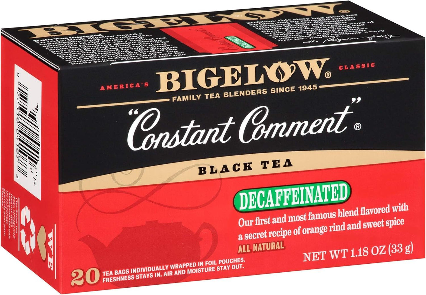 Bigelow, Tea Constant Cmmnt Decaf, 20 Bg, (Pack Of 6)