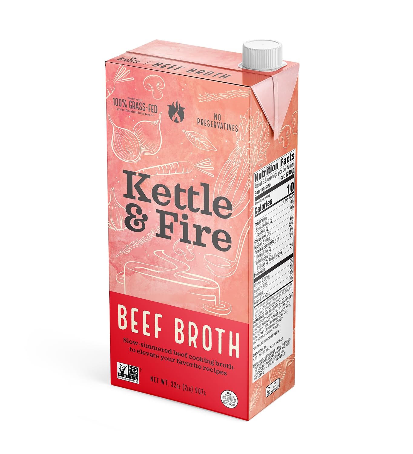 Kettle & Fire Beef Broth Cooking 32 OZ - 32 Ounce (Pack of 1)