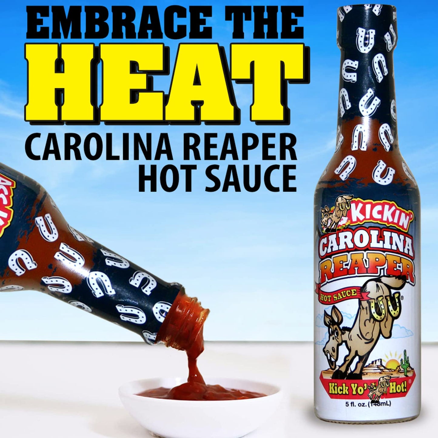ASS KICKIN Carolina Reaper Hot Sauce - 5 oz - Gourmet Sauce for Wings & Burritos - Model AK853