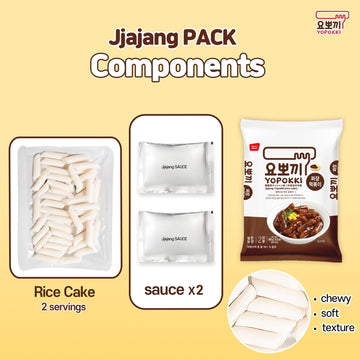 Yopokki Instant Tteokbokki Pack (Jjajang, Pack Of 2) Korean Street Food With Jjajang Flavored Sauce Topokki Rice Cake - Quick &
