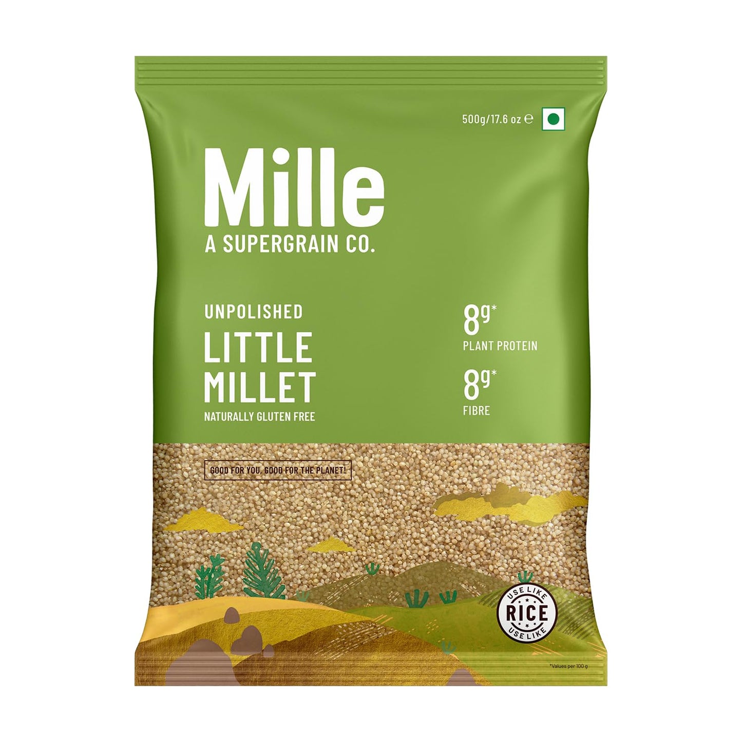 Mille Little Millet Whole Grain | Kutki | Gluten Free | No Chemicals | High Plant Protein And Fibre | Sambar, Rajma, Dal Rice Re