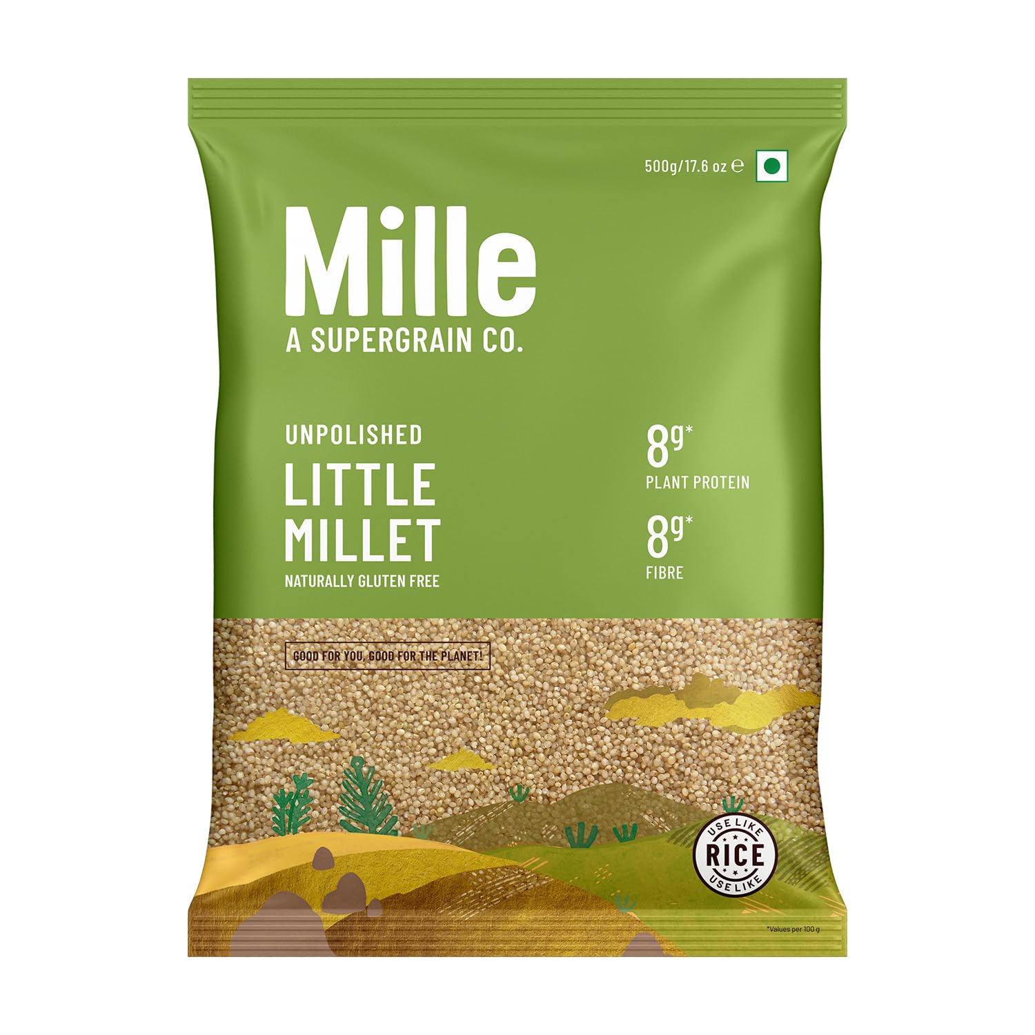 Mille Little Millet Whole Grain | Kutki | Gluten Free | No Chemicals | High Plant Protein And Fibre | Sambar, Rajma, Dal Rice Re