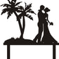 Wedding Cake Topper Beach Honeymoon Wedding Bride Groom With Palm Tree (Beach Theme Black)
