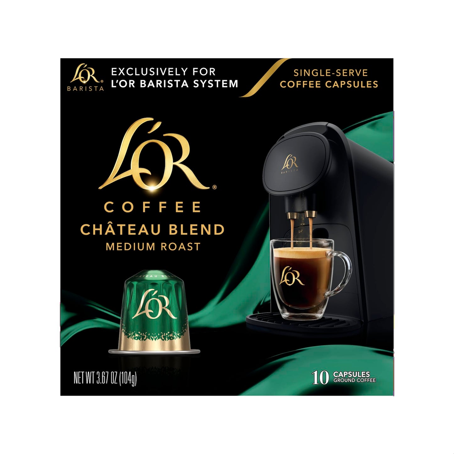 LOR Coffee Pods  10 Count Chateau Medium Roast Blend  Single-Serve Aluminum Coffee Capsules Compatible with the LOR BARISTA System & *Nespresso Original Machines  10 count (Pack of 1)