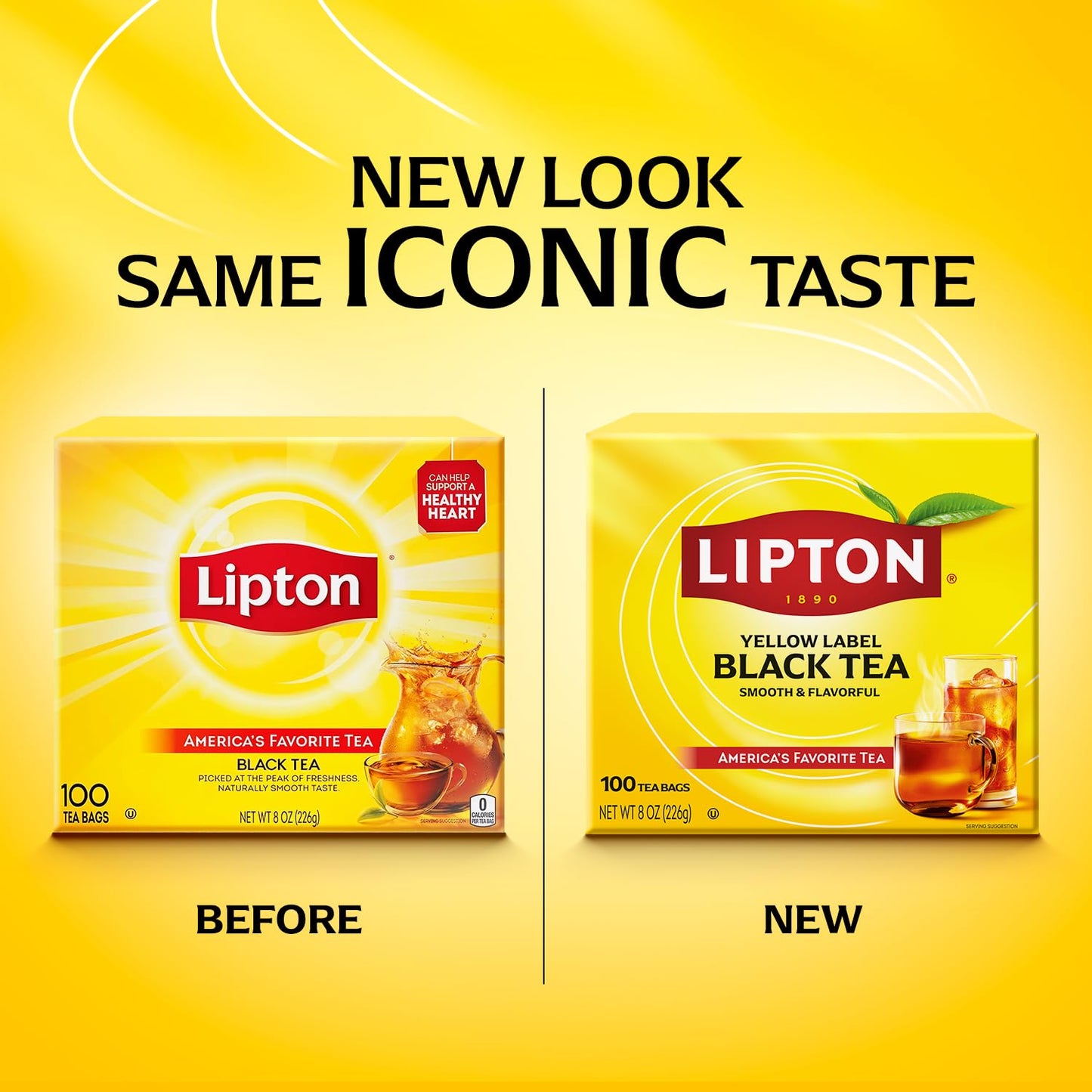 Lipton Black Tea Bags  Hot or Iced High Caffeine Tea  100 Total Bags