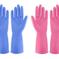 Rubber Gloves Dishwashing 4 Pairs For Kitchen,Cleaning Gloves For Household Reuseable.(Small,Blue+Pink)