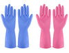 Rubber Gloves Dishwashing 4 Pairs For Kitchen,Cleaning Gloves For Household Reuseable.(Small,Blue+Pink)