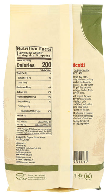 Felicetti Organic Fusilli Pasta, Non GMO, Kosher, 16.01 Ounces (Pack Of 12)