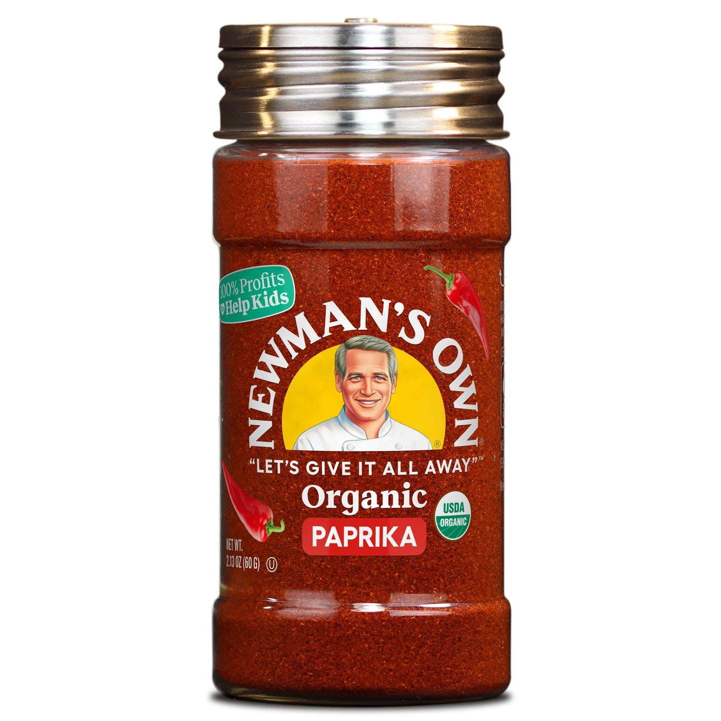 Newman's Own Organic Paprika; Great on Meats, Stews, Soups, USDA Certified Organic, Non-GMO, Kosher, 2.13Oz. Bottle