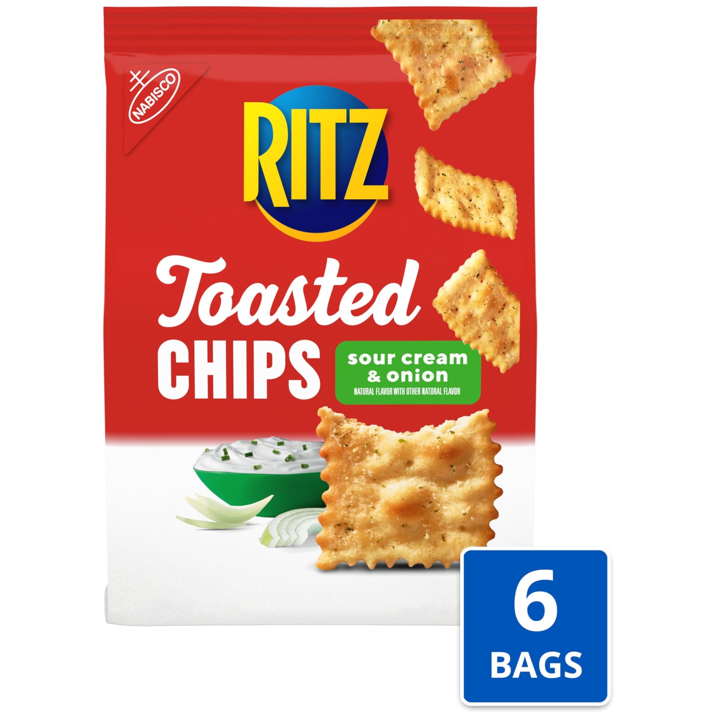 Ritz Toasted Chips Sour Cream And Onion Crackers, 6 - 8.1 Oz Bags