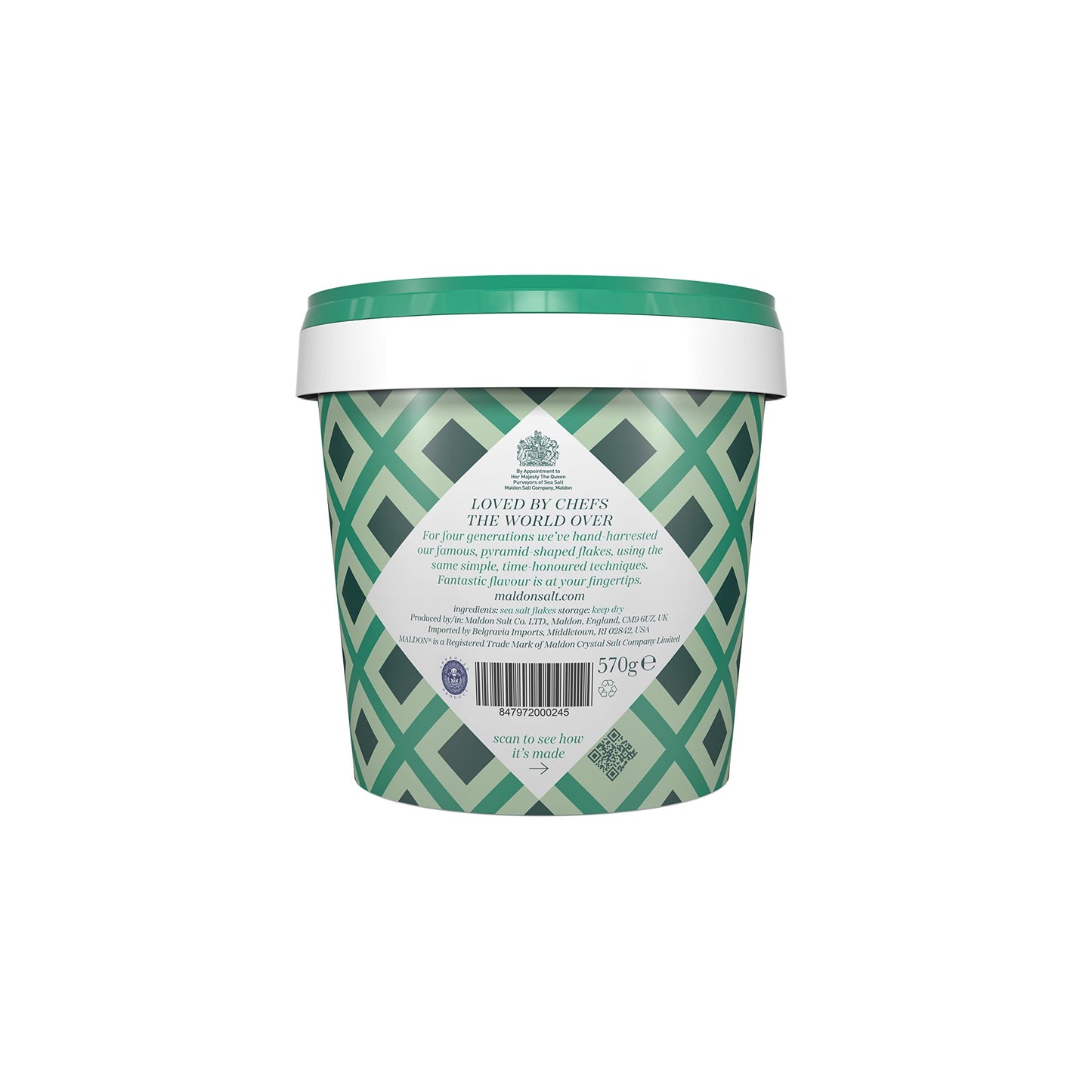 Maldon Sea Salt Flakes, Handcrafted Gourmet Pyramid Crystals, 20 oz Resealable Tub, Kosher