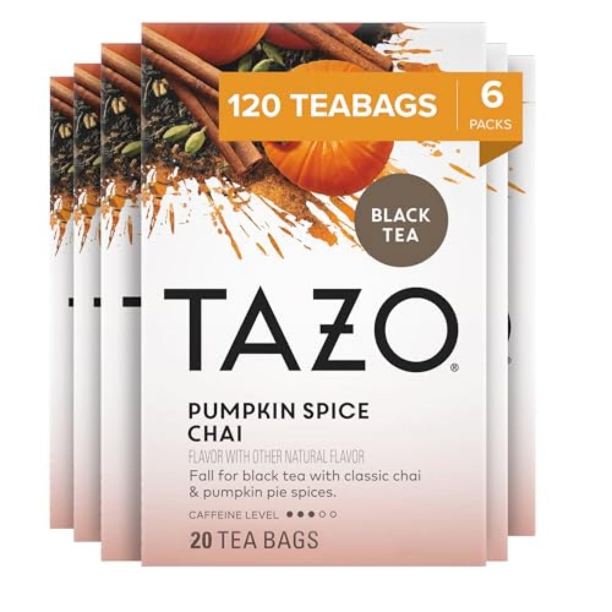 TAZO Pumpkin Spice Chai Tea Bags, Black Tea, 20 Count (Pack of 6)