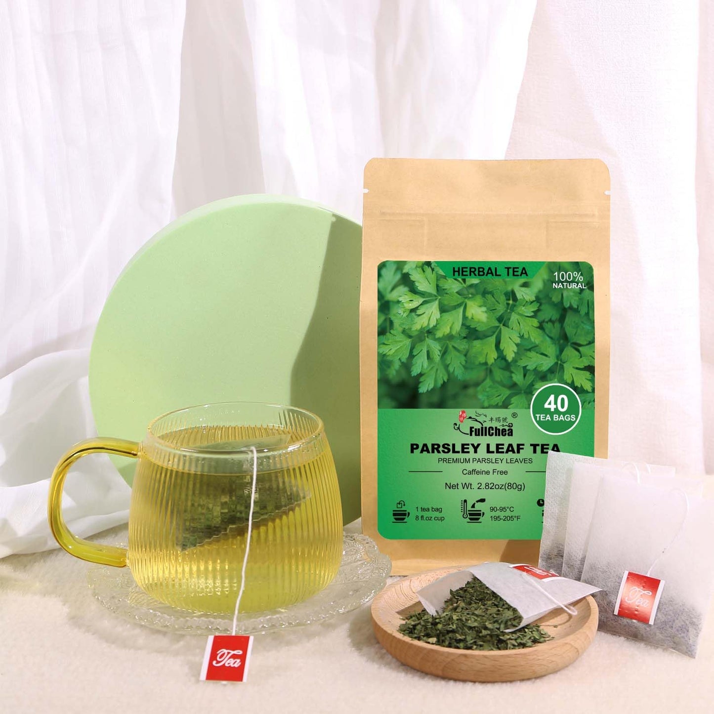 FullChea Parsley Tea Bags, Caffeine-Free, Non-GMO, 40 Count, 2g per Bag