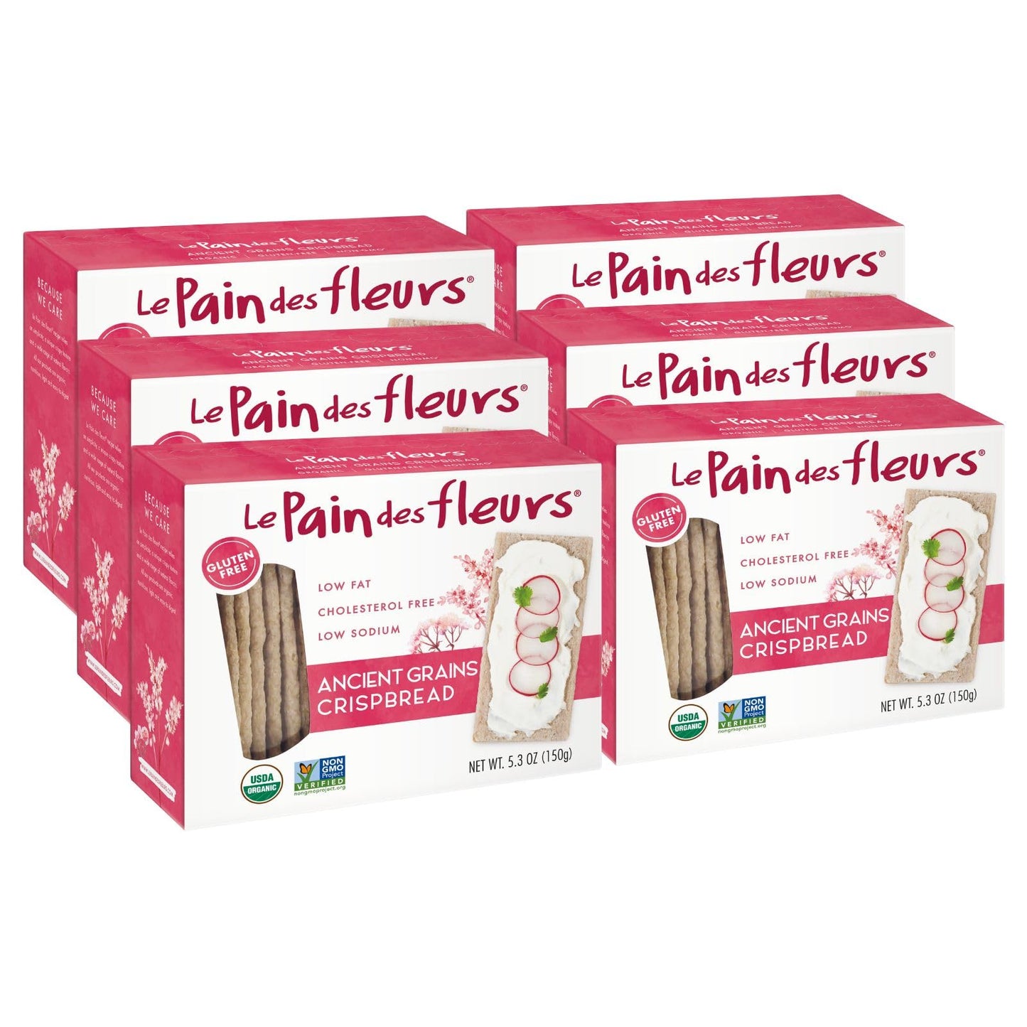 Le Pain des Fleurs Organic Ancient Grain Crispbread, Low Sodium, Vegan, Gluten Free, 4.4 oz (Pack of 6)