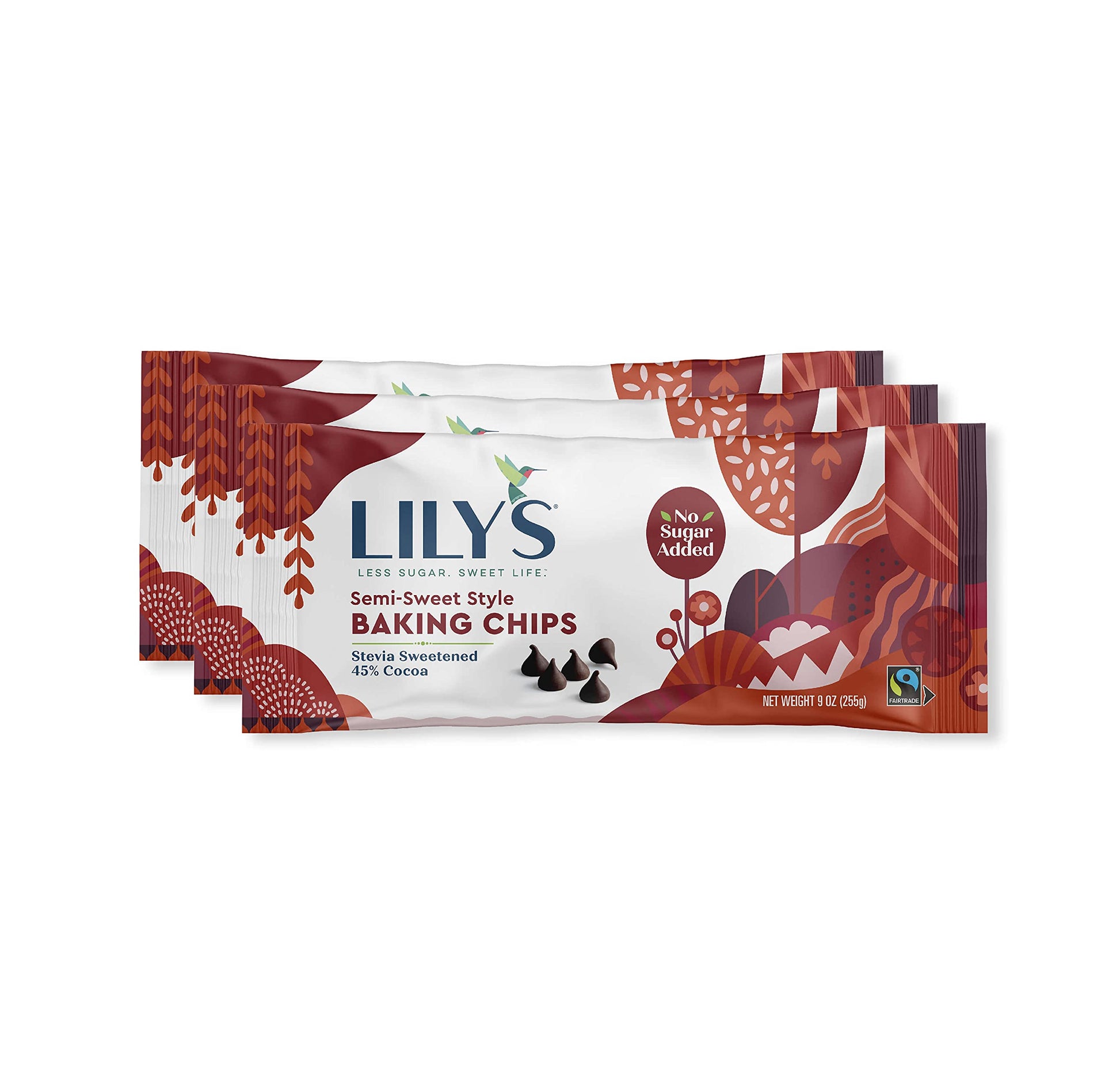 Semi-Sweet Chocolate Style Baking Chips by Lily's Sweets | Stevia Sweetened, No Added Sugar, Low-Carb, Keto-Friendly | 9oz, Pack