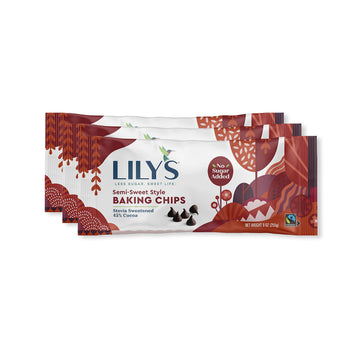 Semi-Sweet Chocolate Style Baking Chips by Lily's Sweets | Stevia Sweetened, No Added Sugar, Low-Carb, Keto-Friendly | 9oz, Pack