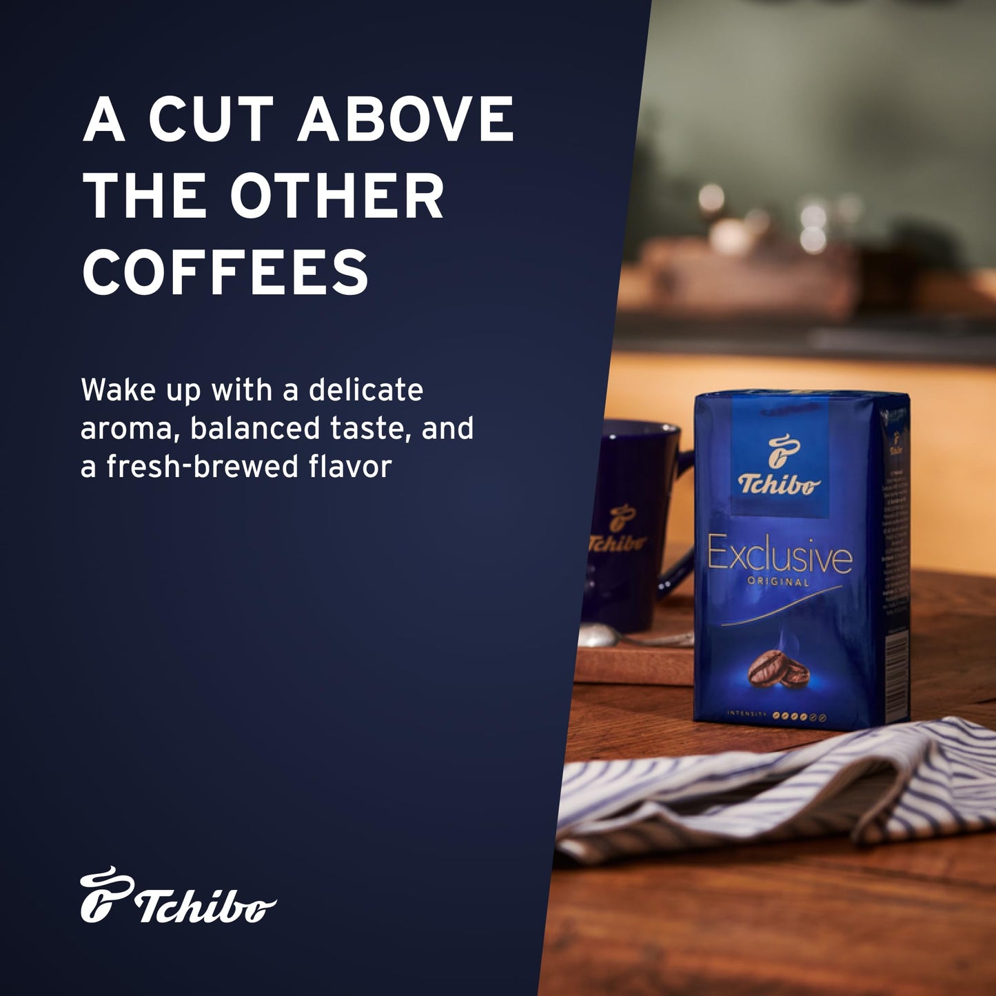 Tchibo Exclusive Coffee, Premium Ground, 8.8-Ounce Vacuum Packs (Pack Of 4) Medium Roast With A Harmonious Taste And Delicate Aroma