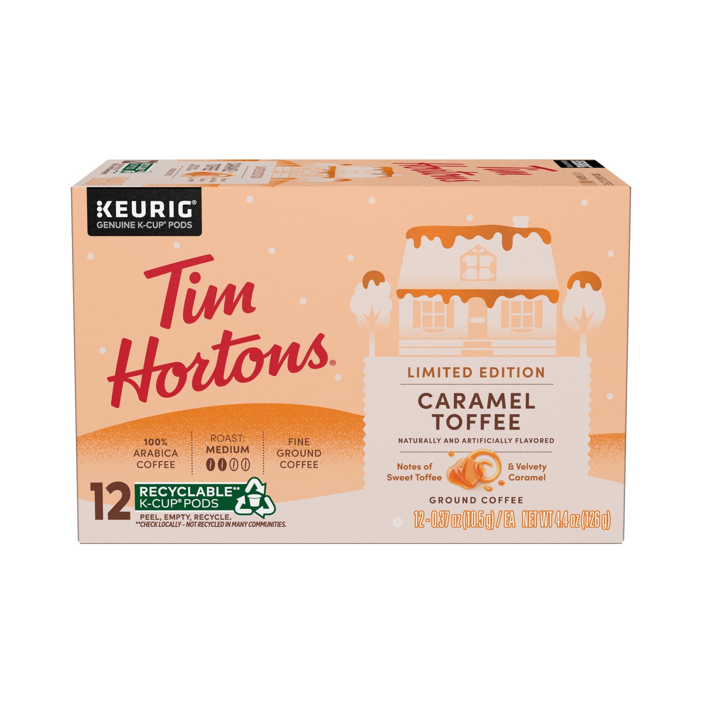Tim Hortons KCUPs Caramel Toffee Flavored 100% Arabica Coffee, 12 Count (Pack of 1), Model 3202010