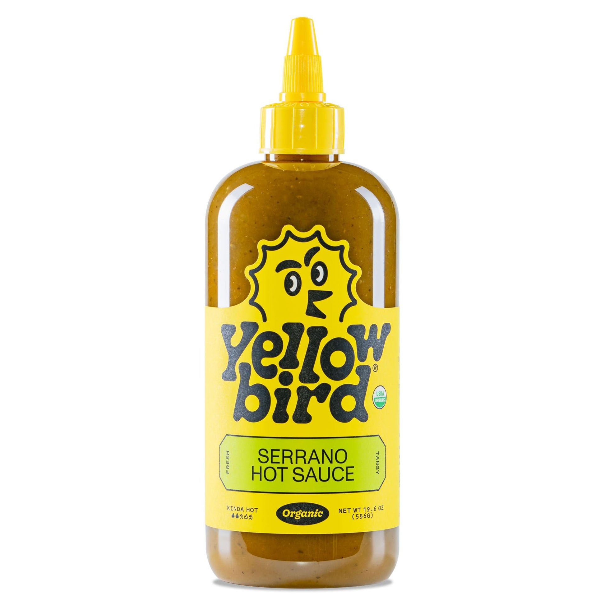 Yellowbird Organic Serrano Hot Sauce 19.6 oz. Tabletop Size (Kinda Hot | 1 Bottle | Made w/ Organic Garlic, Cucumber, & Lime)