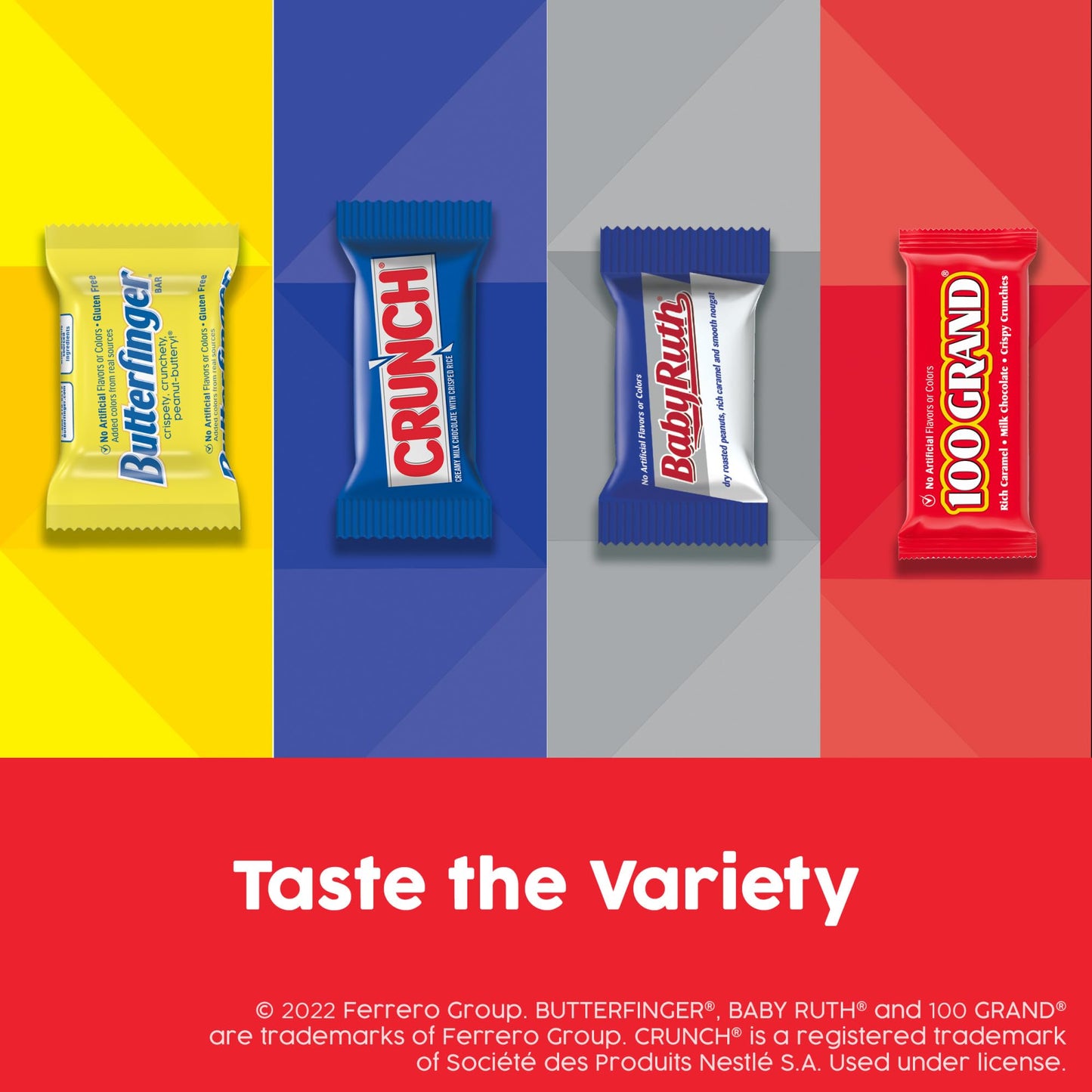 Butterfinger, CRUNCH, Baby Ruth, 100 Grand Fun Size, Assorted Candy Bars, Great for Sharing, Bulk 80 Count Pack, 32.1 oz