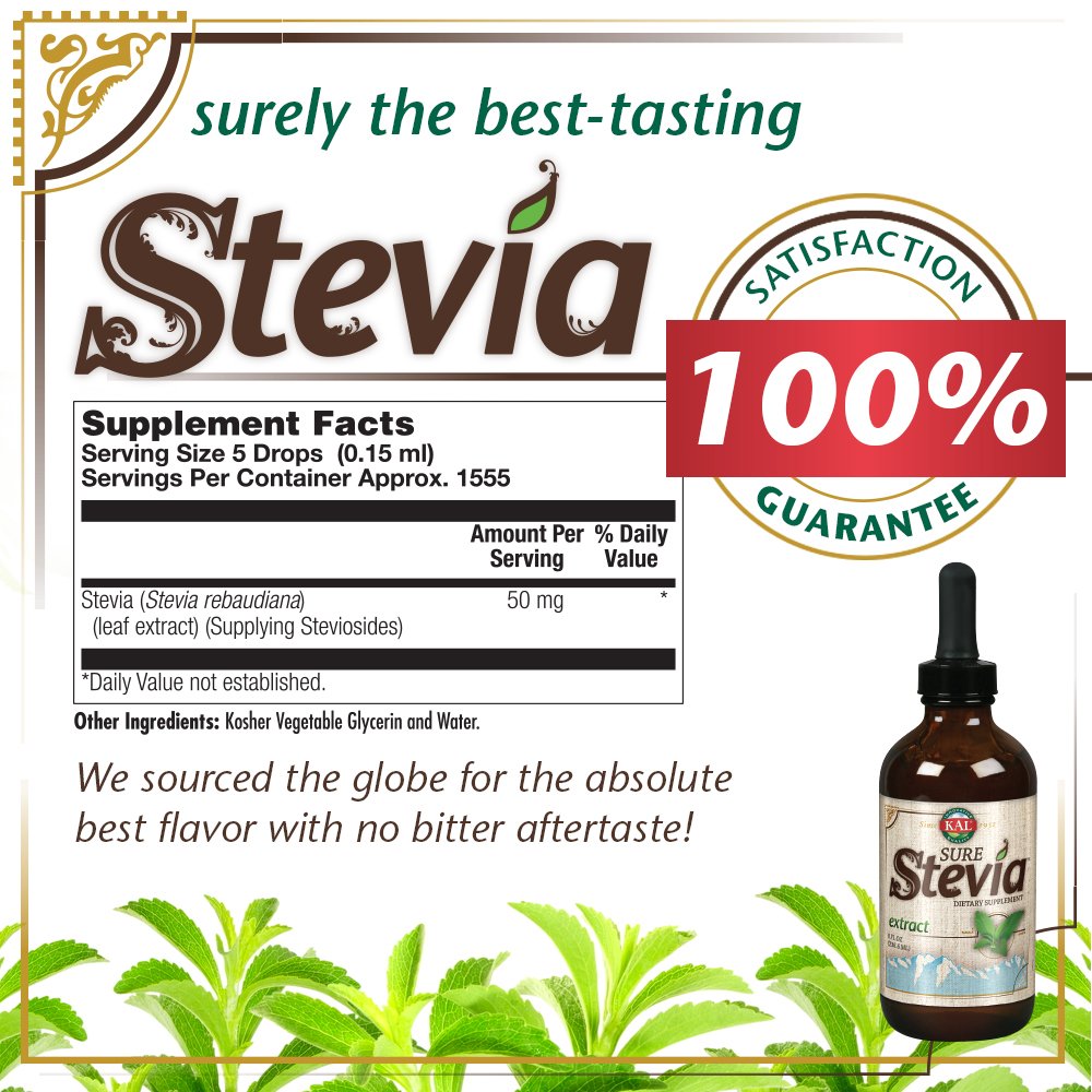 KAL Stevia Extract Liquid Sweetener, Zero Calorie, Low Carb, Plant Based, 8 Fl Oz, Model B007AU3HT4